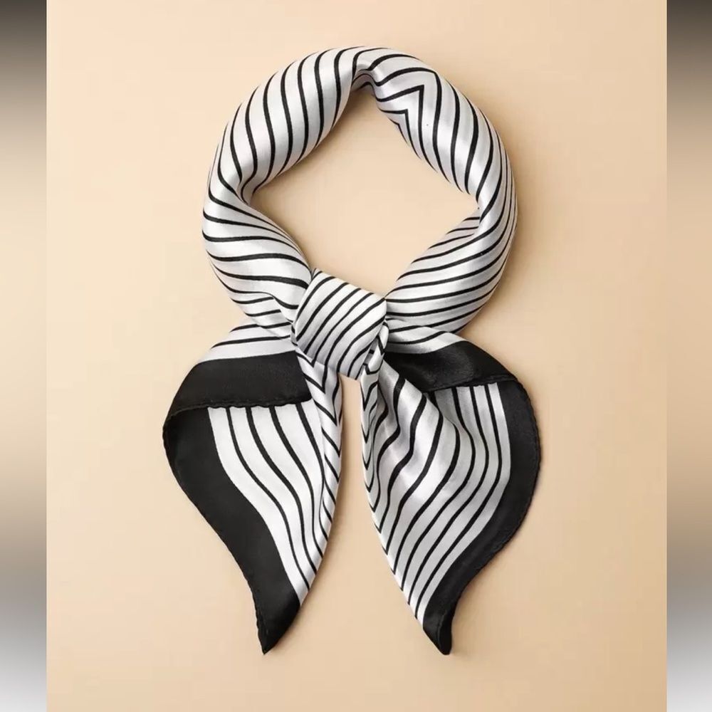 Black and White Striped Scarf P73